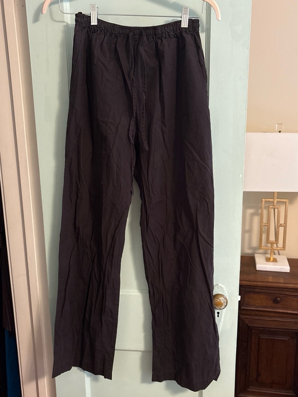 Eskandar Deep Purple Drawstring Elastic Waist Pants